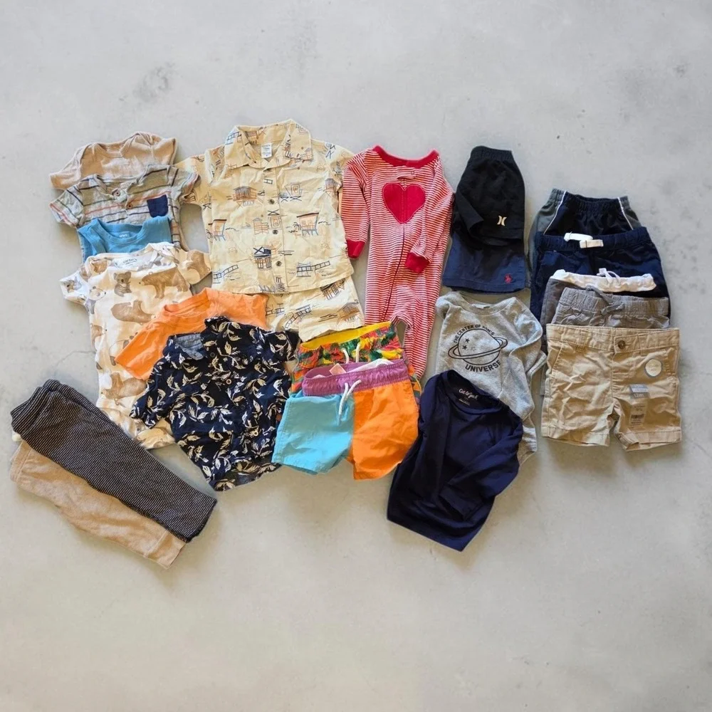 Baby Boy 12M Clothes Bundle 22 Pc Carters Ralph Lauren Cat & Jack Lot